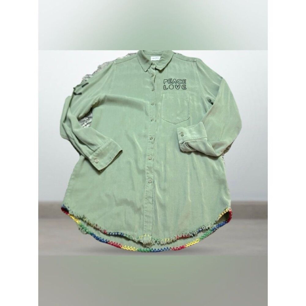 Lauren Moshi Sage Green Collared Shirt with Logo Tag M